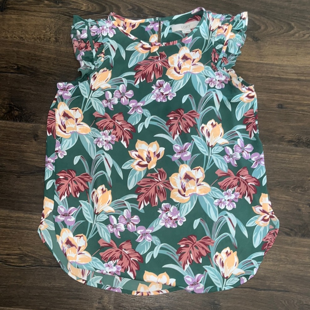 Floral Green Sleeveless Top